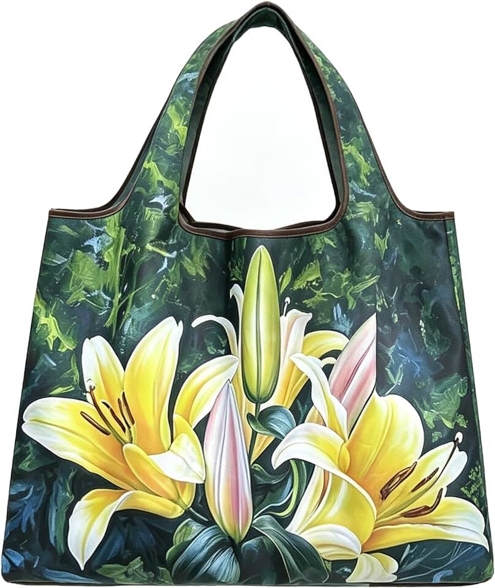 Grote opvouwbare boodschappentas, 50 x 66 cm, herbruikbare reistas, sneldrogend, strandtas, scheurvast, handtas voor winkelen, reizen, uitstapjes, zacht, licht