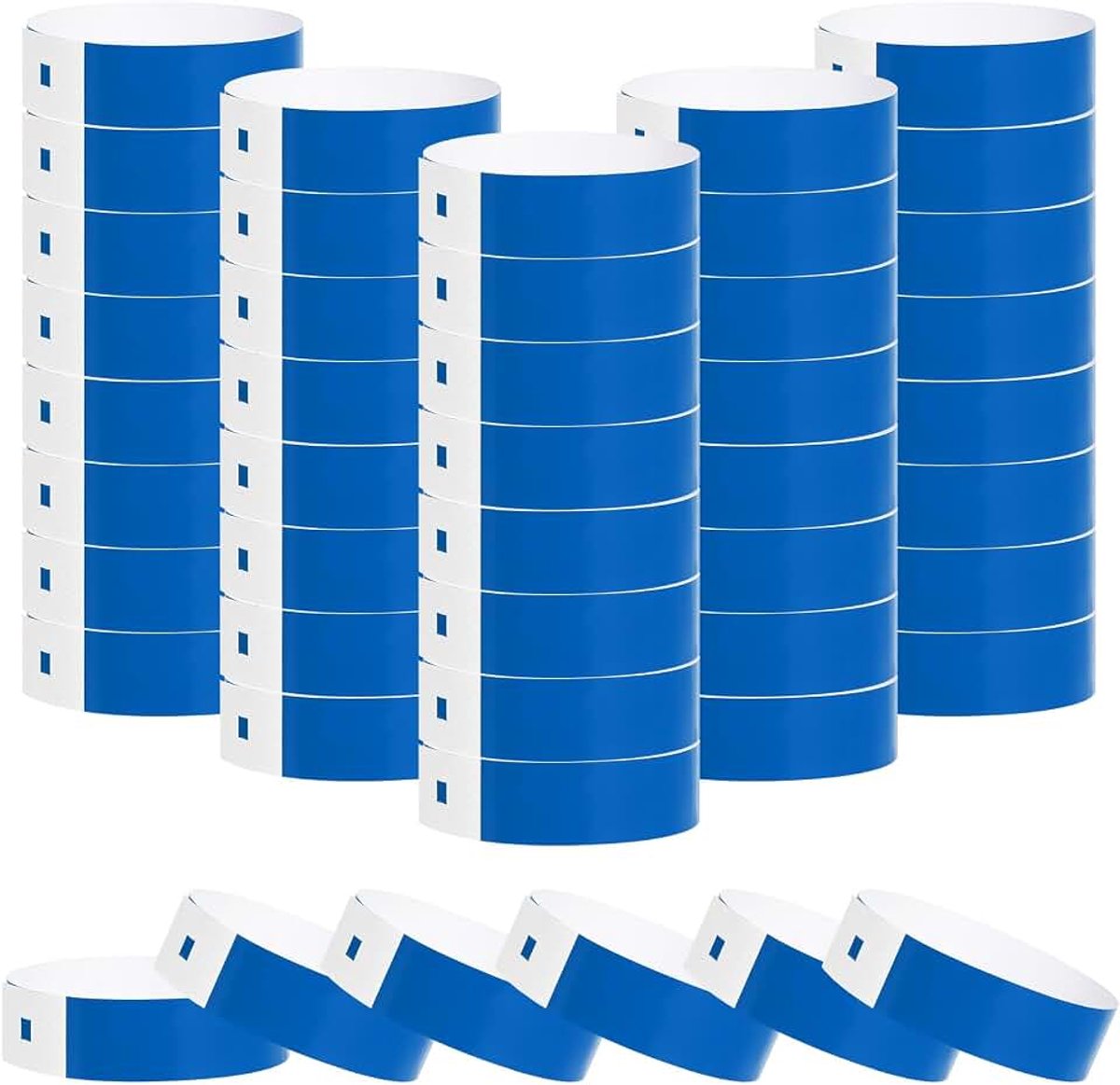 Papieren polsbandjes voor evenementen, 300 stuks waterdichte lichtgewicht polsbanden, zelfklevende armbanden, neonkleurige identificatie voor concertfeest, festival, blauw