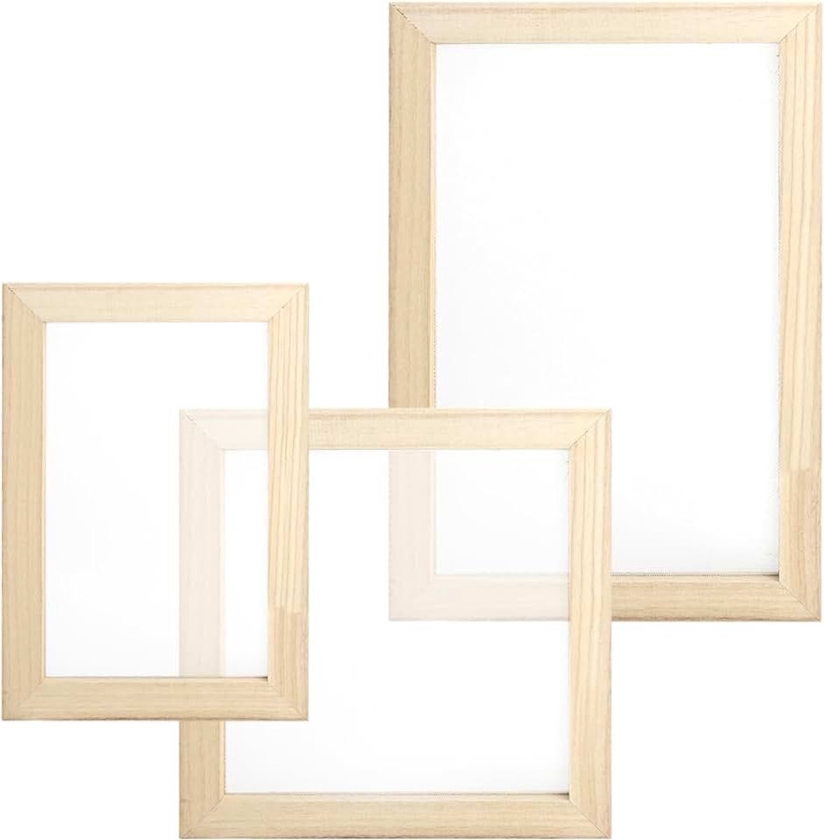 3 stuks papiermakerij, set van 3 maten, papierproductielijst, zeef voor doe-het-zelf papier, handwerk, kaarten (wit)