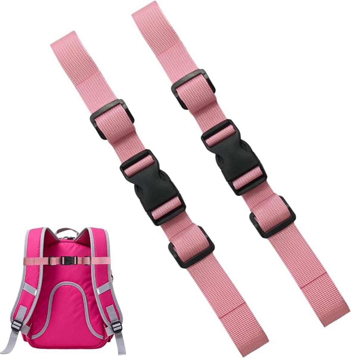 Rugzak, verstelbare borstriem, rugzak, verstelbare borstgordel voor schooltas, nylon met gesp, voor schoolrugzak, outdoor, reizen, 2 stuks