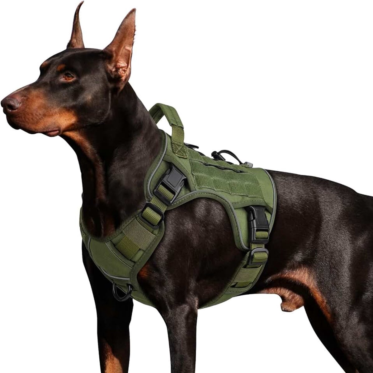 Tactisch hondenharnas voor grote honden, duurzaam, trekvrij, hondentuig met handvat, verstelbaar, reflecterend, militair, K9, Duitse herder, grote maat, hondenwest voor