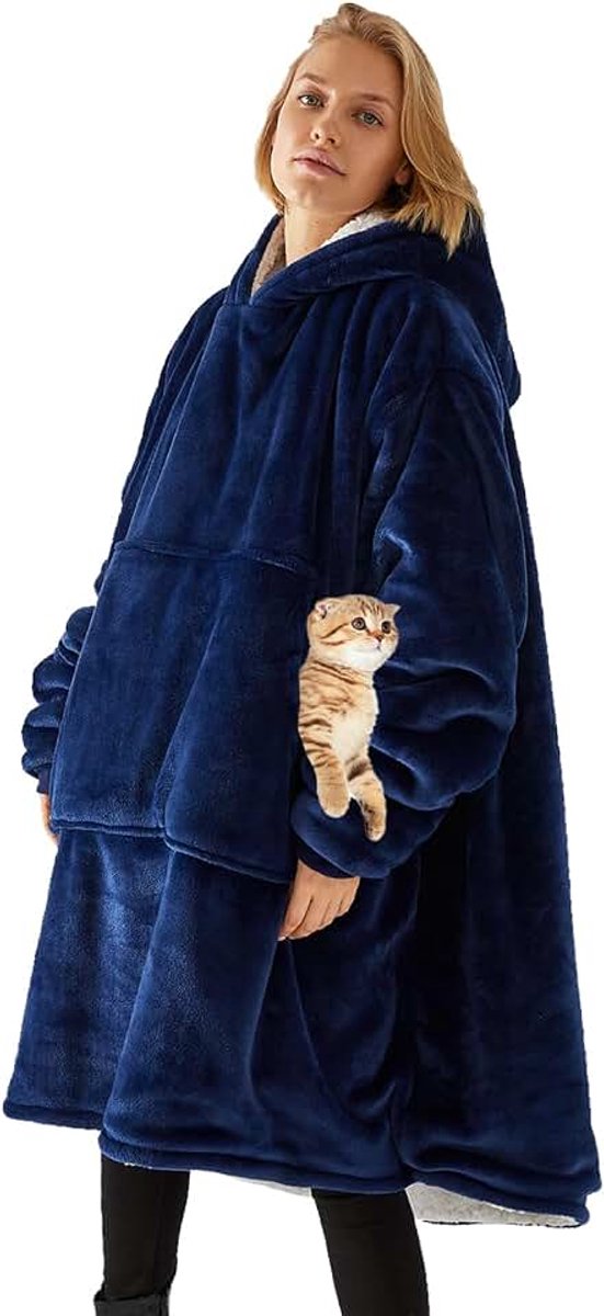 Hoodie Wearable Deken Fleece Zacht Warm Sweatshirt Met Capuchon Met Zakken Voor Dames, Heren, Volwassenen