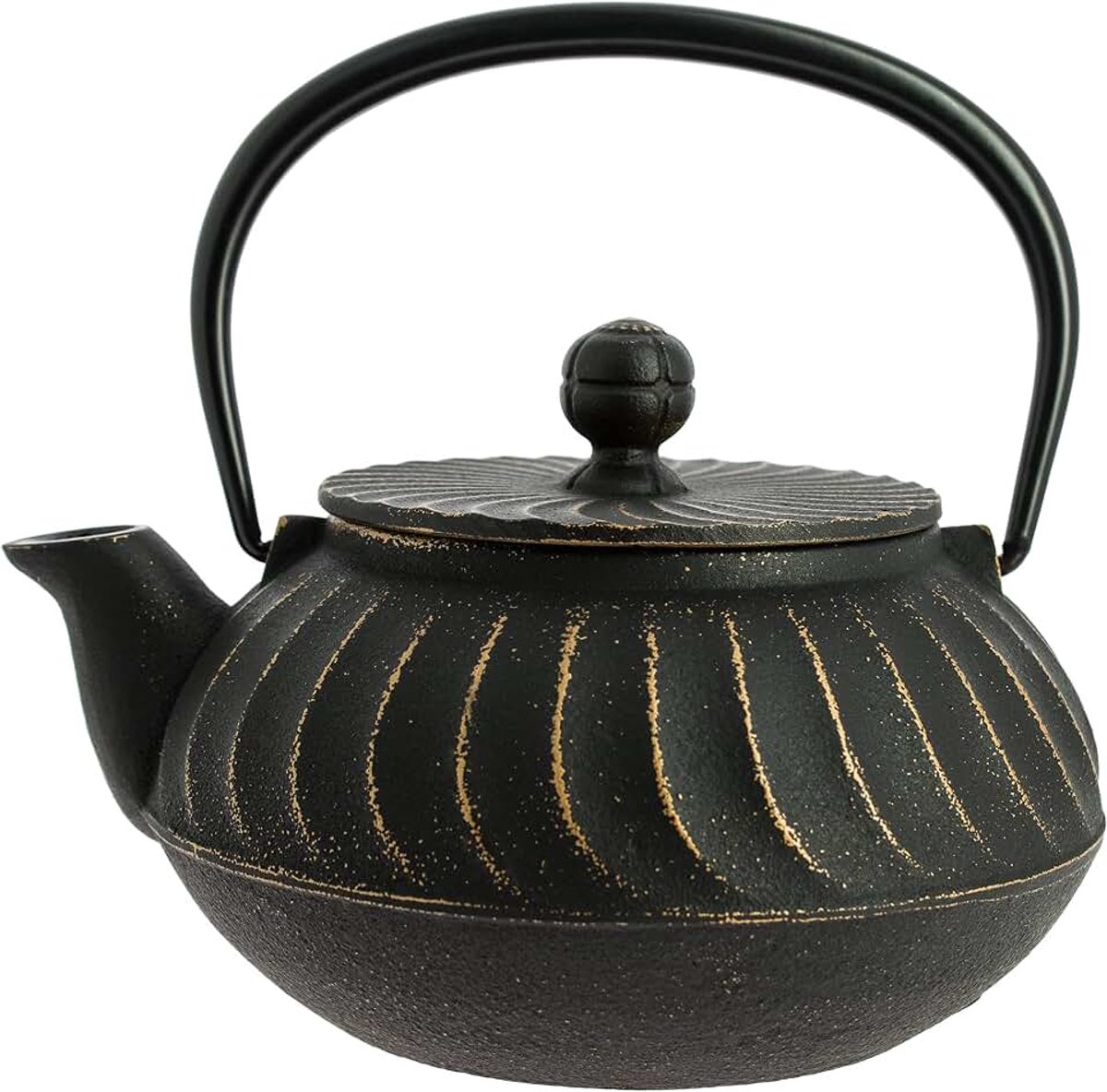 Nambu Tekki Japanse gietijzeren theepot, zwart, goud, 650 ml