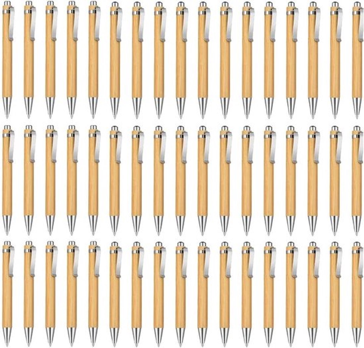 Houten balpen set met gravure - Schrijfgerei - Kantoor en school benodigdheden - Zwarte inkt