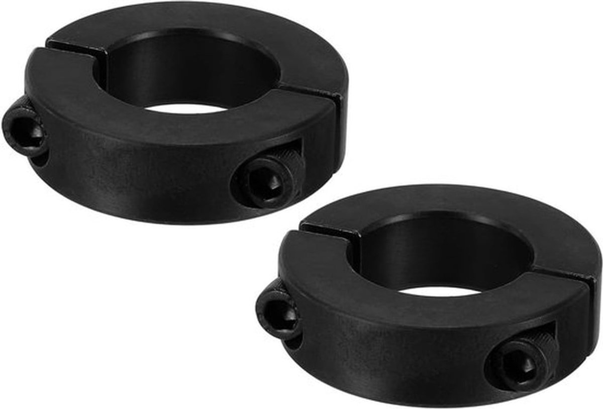 Boor 30 mm Dubbele verdeelklem, 54 mm buiten diameter, 15 mm dikte, 2 stuks koolstofstaal klem met schroefmontage voor industrie en machinerie