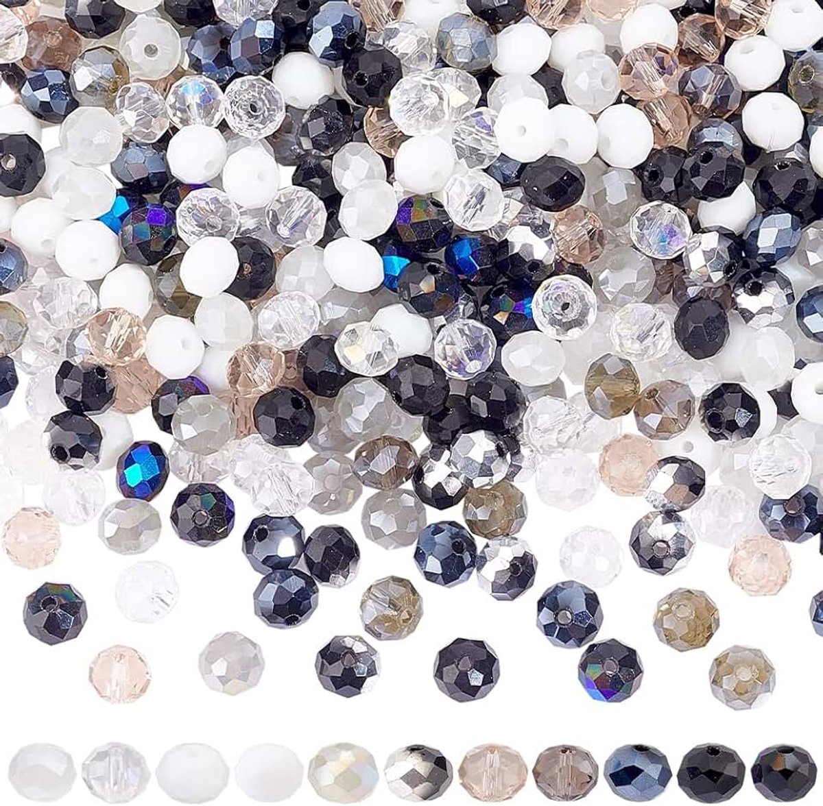 Kralen, facetgeslepen ronde kralen, 12 kleuren, afstandskralen, voor sieraden en armbanden