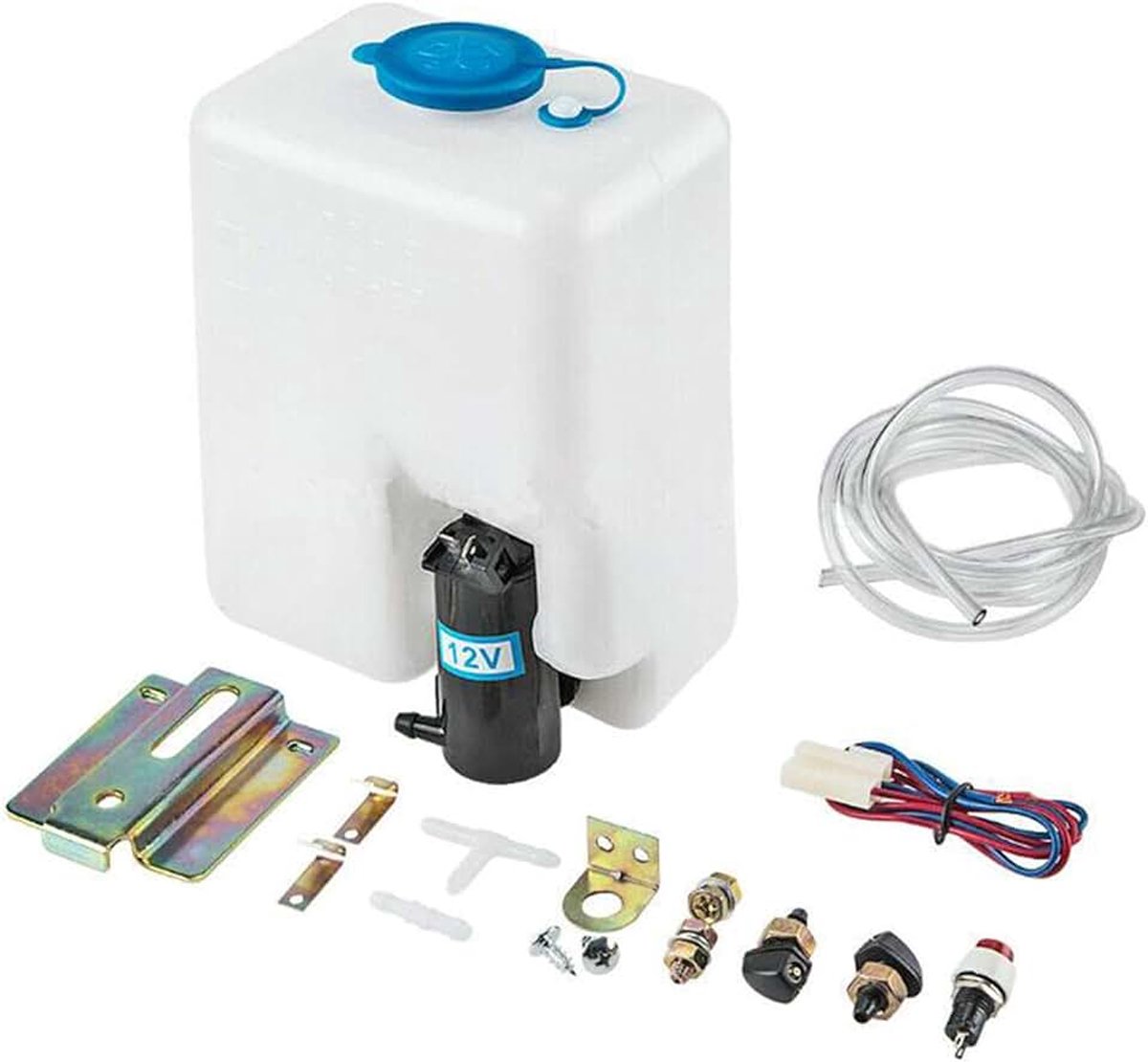 12VUniversal Auto Voorruit Wasmachine Pomp Wasmachine Vloeistof Reservoir Fles Kit met Pomp Jet Knop Schakelaar