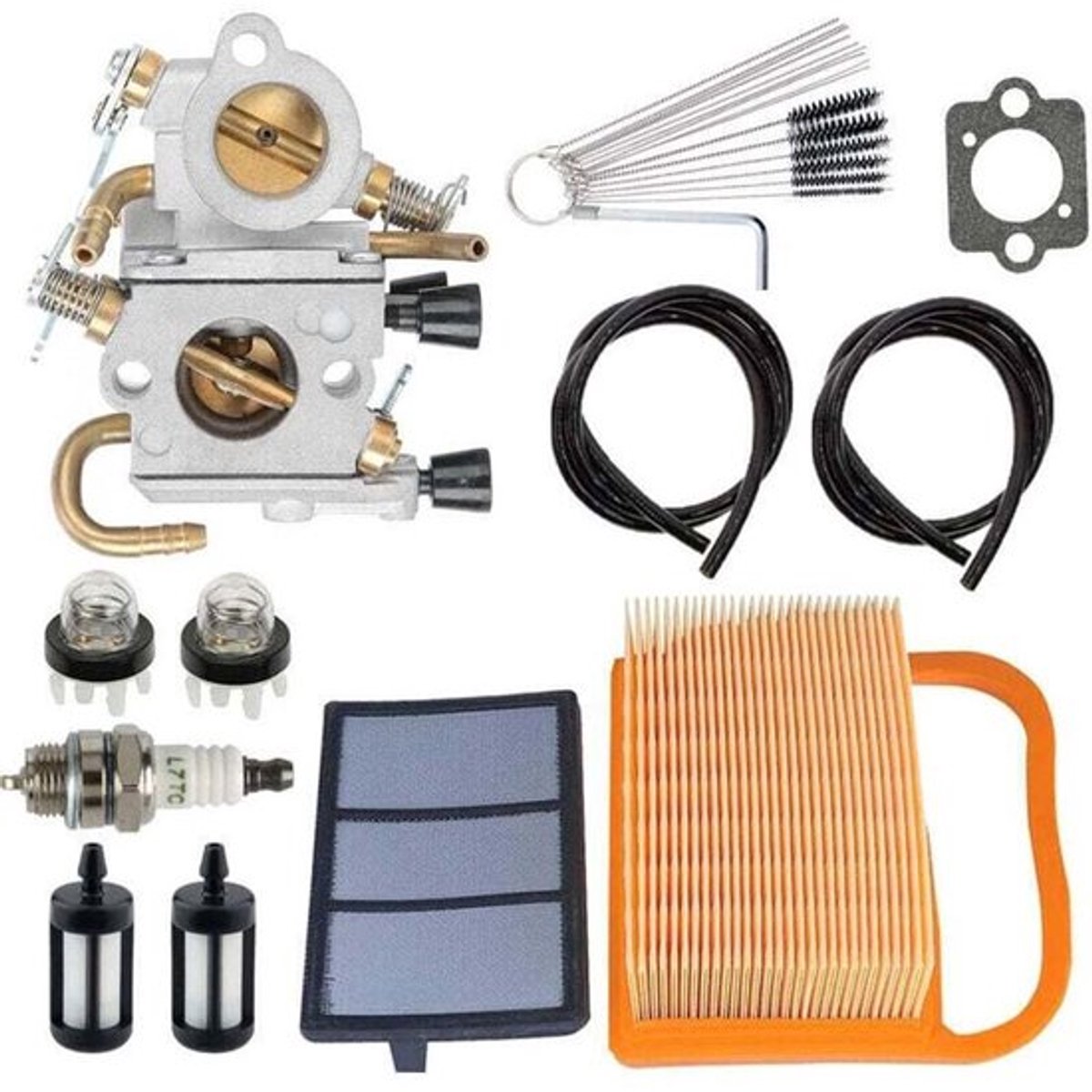 Carburateur geschikt voor Stihl TS420 TS410 TS410Z TS420Z betonfrezen, model XU, geschikt geschikt voor onderdeelnummer C1Q-S118 4238-120-0600, inclusief luchtfilter, brandstofleiding en bougie.