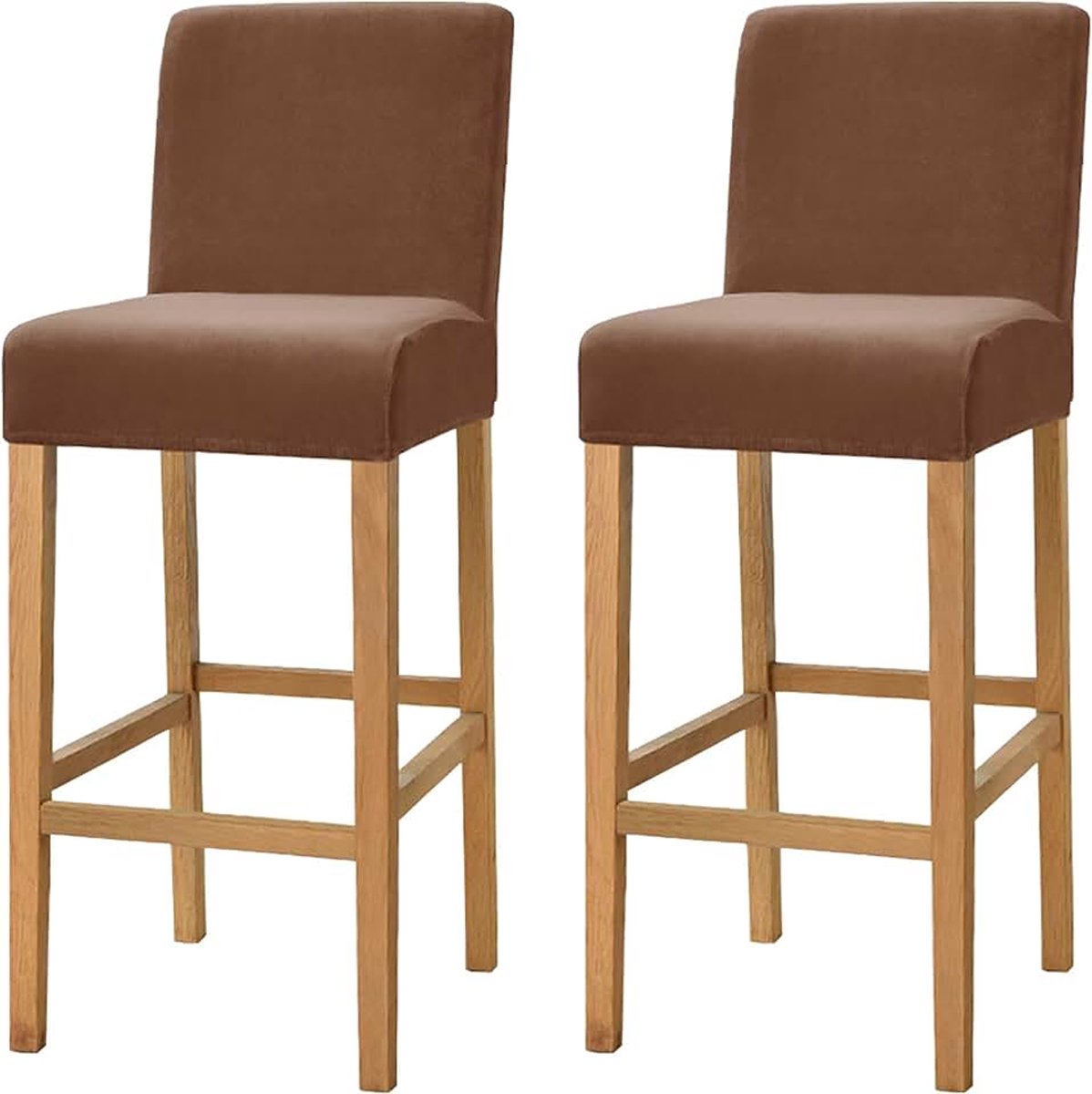 Stretch barkruk cover counter kruk pub fluwelen stoel hoes voor eetkamer, cafe barkruk hoes, meubelstoel stoelhoes antislip met elastische bodem set van 2, bruin