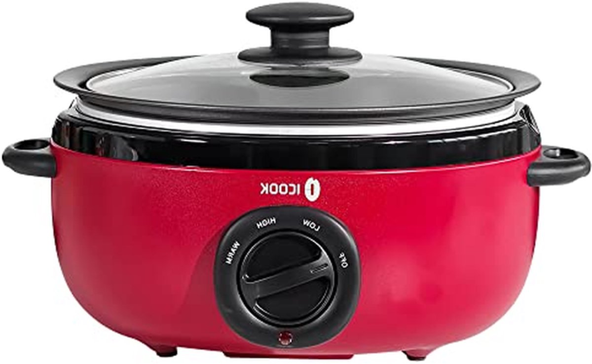 Elektrische Stoofpan - Slowcooker - Gerechten Bereiden - Afneembare Pan - 65 Liter - Rood – foto 7