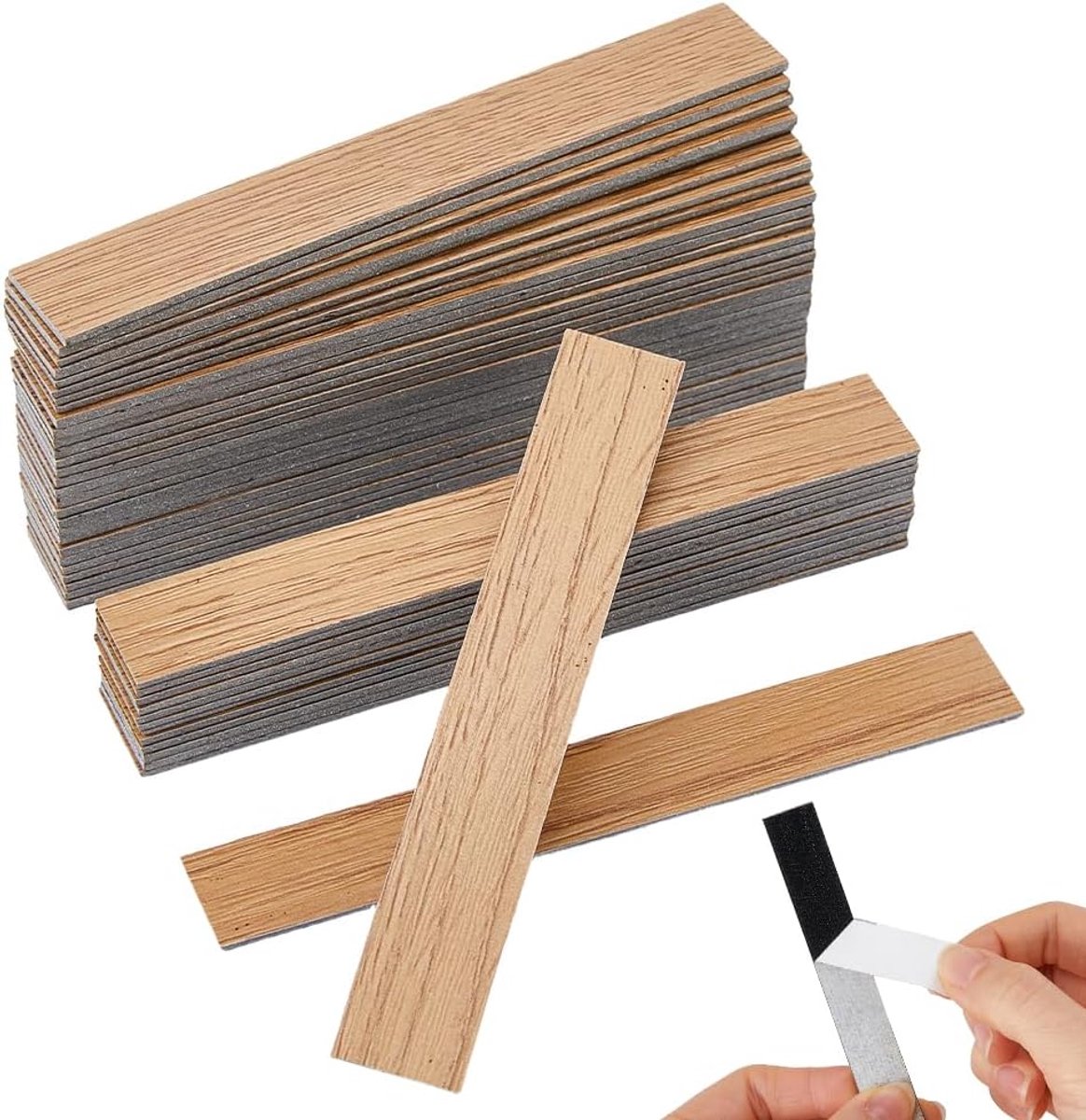 60 Stuks Miniatuur Poppenhuis Vloerbedekking 100x15x1.5mm Rechthoek Zelfklevende Miniatuur Vloerbedekking Zandbruin Af te scheuren en op te plakken Mini Huis Vloer voor Poppenhuis Decoraties