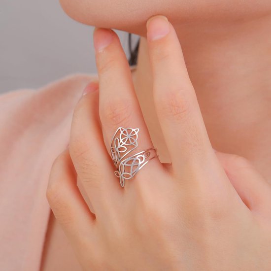 Witch knoopring voor vrouwen, heksen, knoop, open ring, heksen, knoop, sieraden, Ierse sieraden, Ierse Wiccan, roestvrij staal, instelbare duim-open ring — afbeelding 5