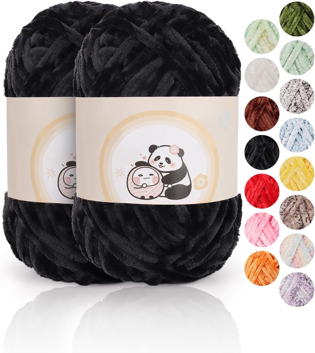 200 g wol en chenille, warm, zwart, om te haken, zacht pluche garen, dik, pluizig, met de hand te breien, babydeken
