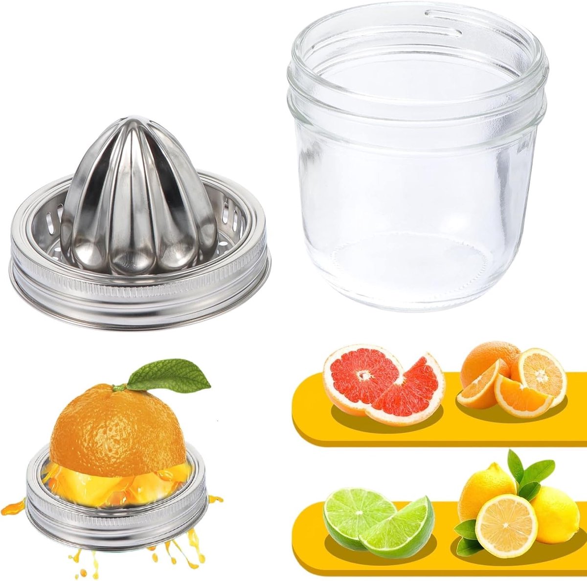 Limoenpers Van Citrusvruchten Draagbare Sapcentrifuge Weckpot Sapcentrifuge Groentesapcentrifuge Fruitpers Met Brede Mond Citruspers Sap-pers Handdruk Hulpmiddel Glas