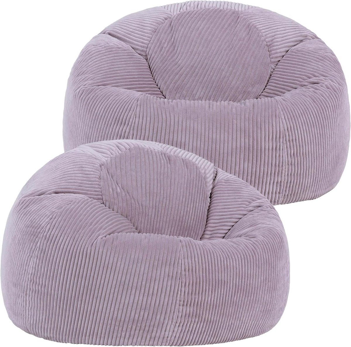 Zitzak Set - Zitkussen - Ontspannen Zitten - Zachte Corduroy Stof - Set van 2 - Lavendel