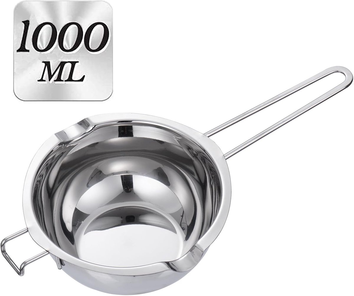 Smeltpot - 1000ML Dubbele Boiler, Roestvrijstalen Chocolade Smeltpot voor het smelten van chocolade, boter, snoep, kaars, zeep, was