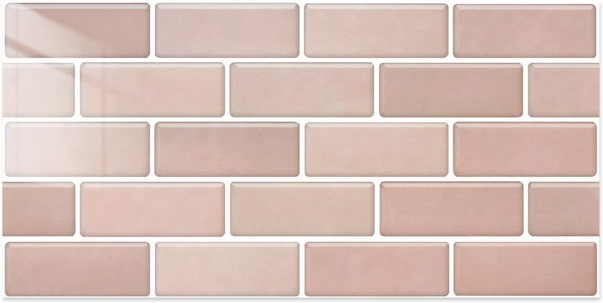 Tegelstickers plaktegels keuken badkamer, 12 stuks, 15 x 30 cm, zelfklevende tegels, tegelfolie, baksteen, backsplash muurstickers, waterdicht kleeftegels