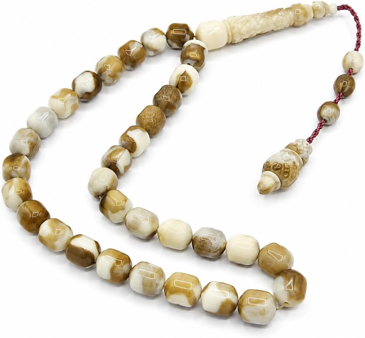 Kralen gebedsketting acryl Misbaha Subha Tasbih Tespih vatvormige gebedskralen met versierde imam uit Turkije 34,5 cm