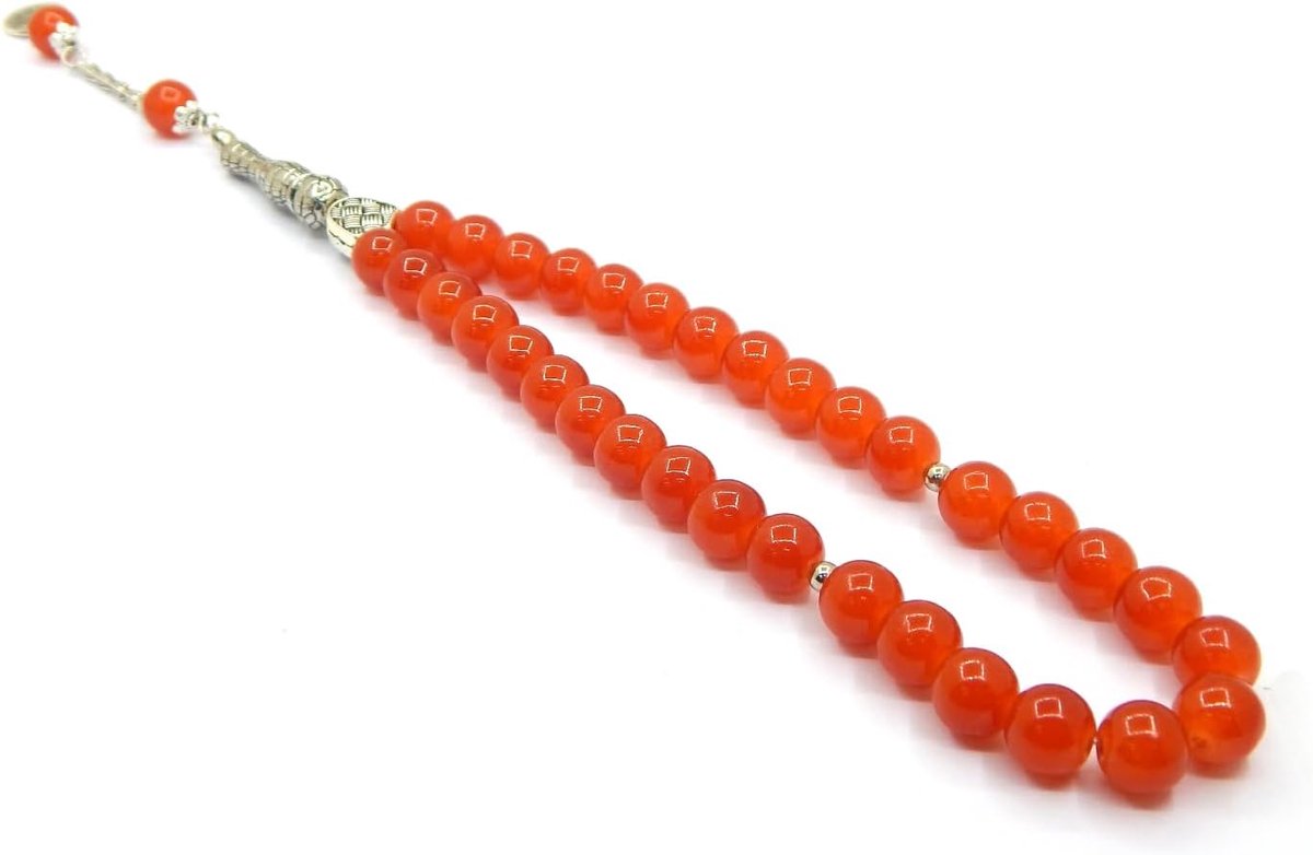 Gebedsketting Tesbih Tasbih Tespih Misbaha Subha 33, ronde vorm, islamitisch rood, aventurijn, 10 mm, edelstenen, rozenkrans, gebedskralen, aanbiddingsaccessoires