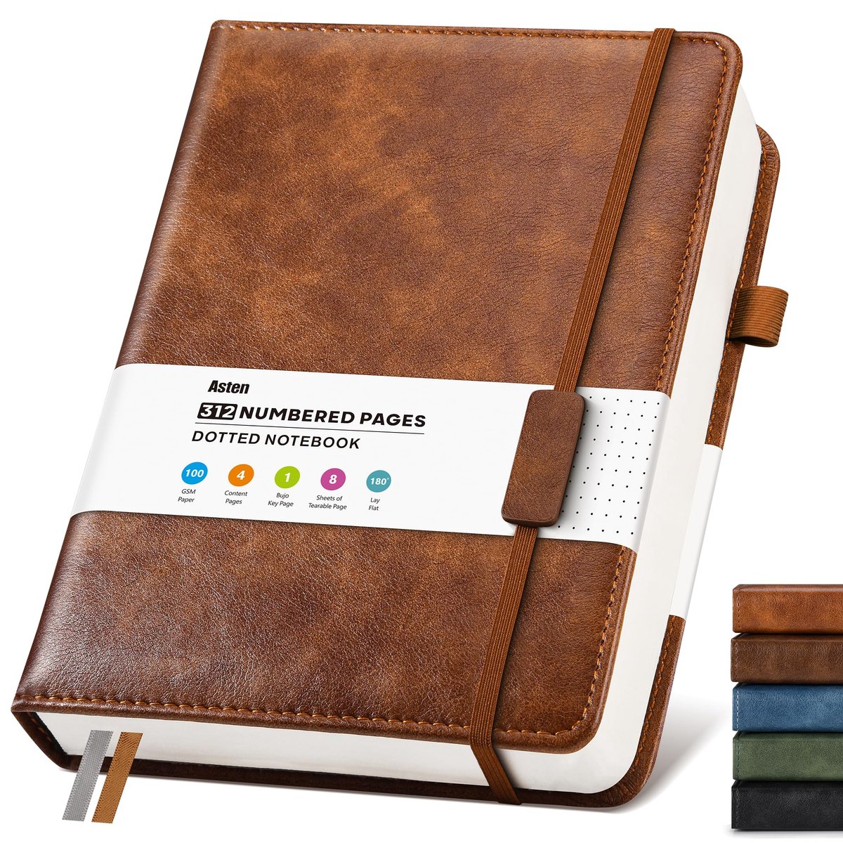 Notitieboek A4 gestippeld - hardcover leer - 312 genummerde pagina's - perfect voor werk en school - SnelShoppen
