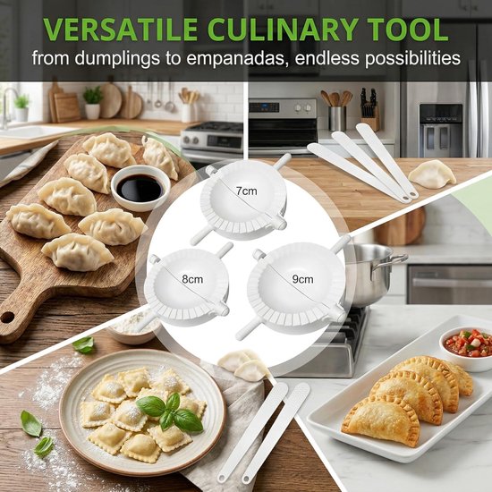 Gnocchi maker, dough press, 3 stuks 10 cm 8 cm 7 cm met 3 lepels ravioli vorm dumpling maker dumpling maker vorm voor ravioli gebakgereedschap — afbeelding 3