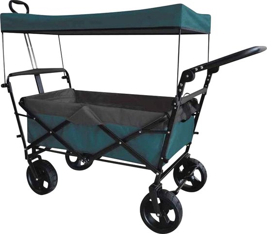 Bolderkar met dak - Opvouwbare transportkar - Outdoor avonturen - Waterdicht UV-dak - 106 x 55 x 101 cm - Petrol van Bolderkar — afbeelding 4