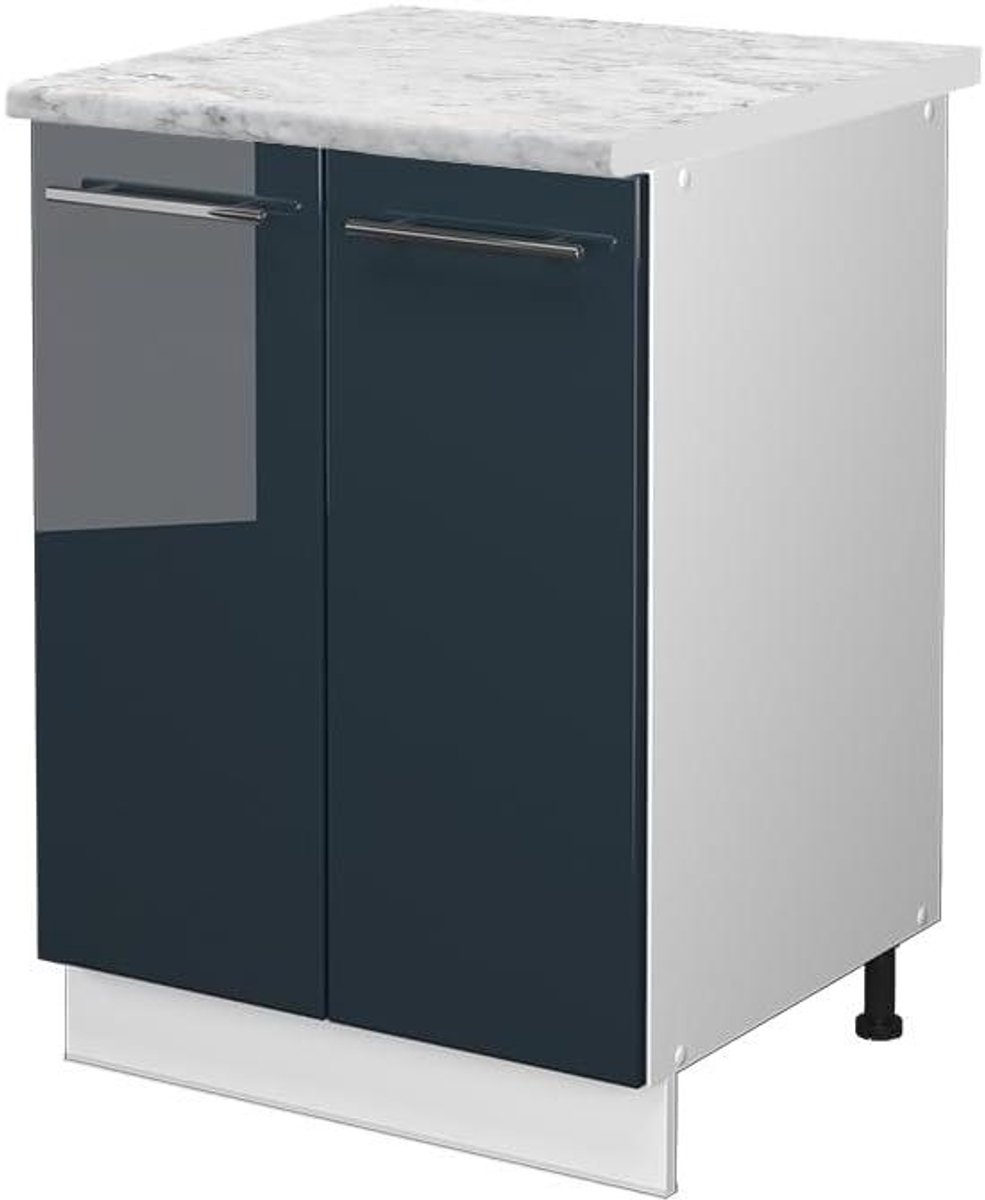 Keukenonderkast - Keukenkastje - Keuken organiseren - Soft-close scharnieren - 60 cm breed - Donkerblauw hoogglans