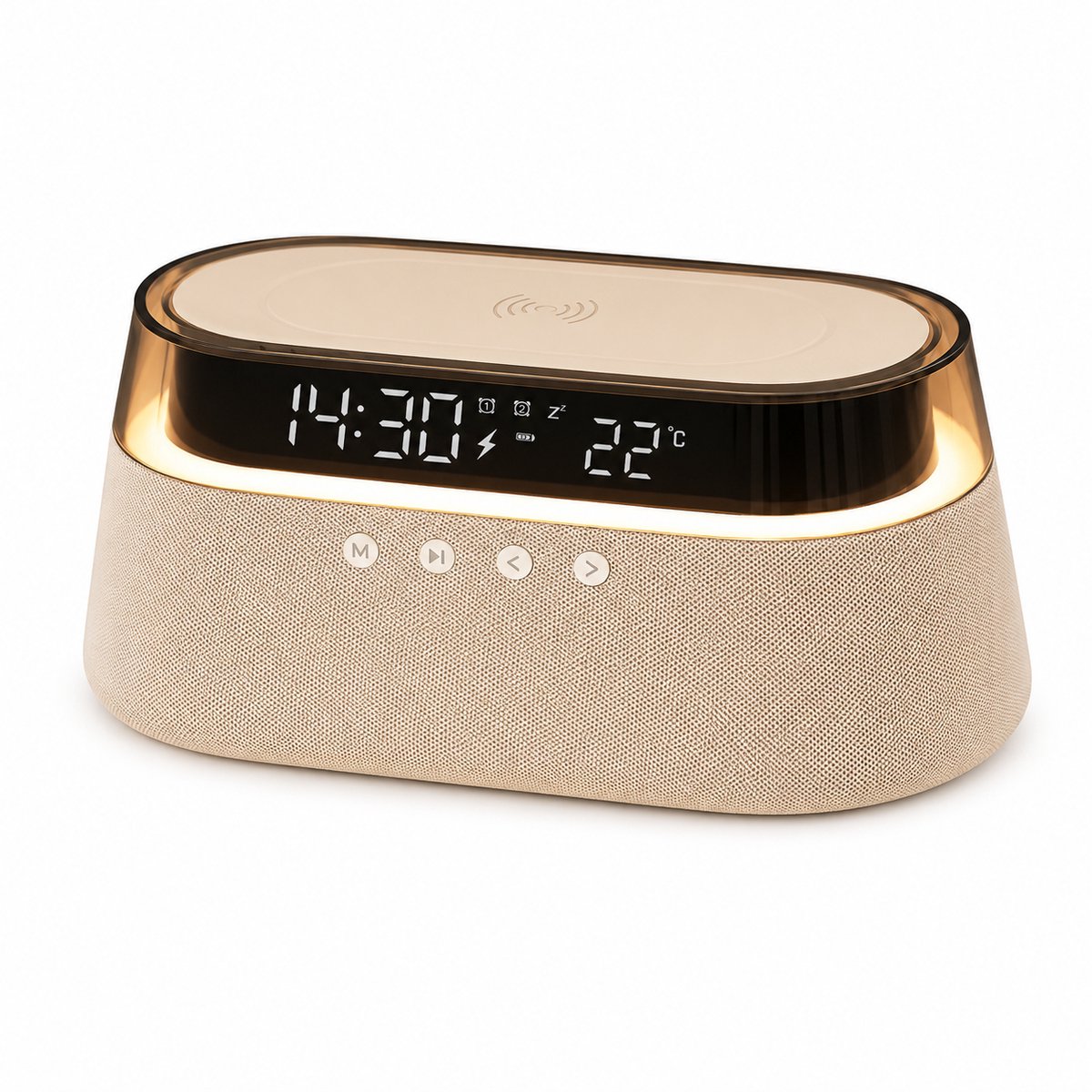 Bobypet - 6-in-1 Draadloos Oplaadstation - Digitale Wekker met Temperatuur - Bluetooth Speaker en FM Radio - RGB Sfeerlamp - Cadeau voor Mannen en Vrouwen