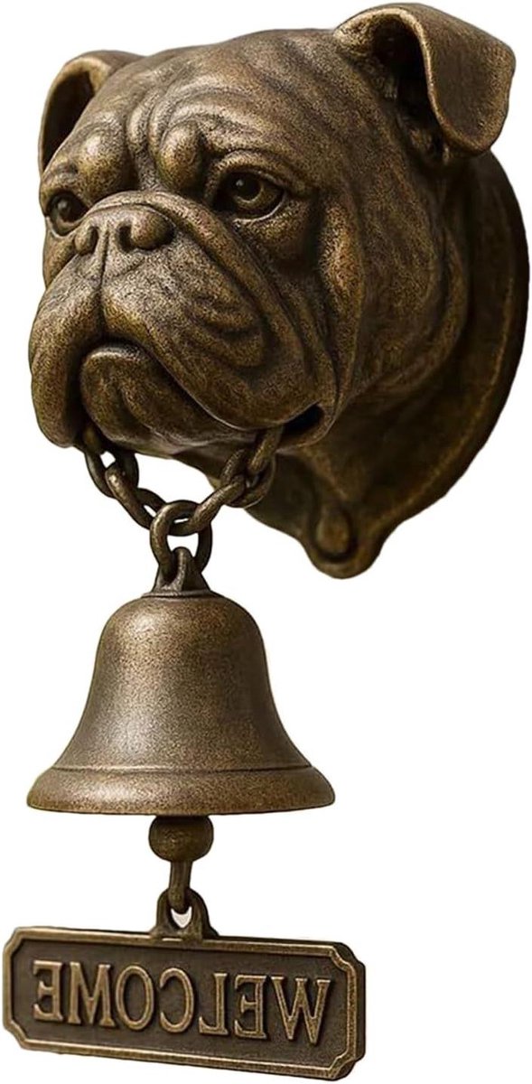 Honden Deurbel - Wanddecoratie Bel - Bezoekers Ontvangen - Kunsthars Hondenkop - 1 Aantal - Brons