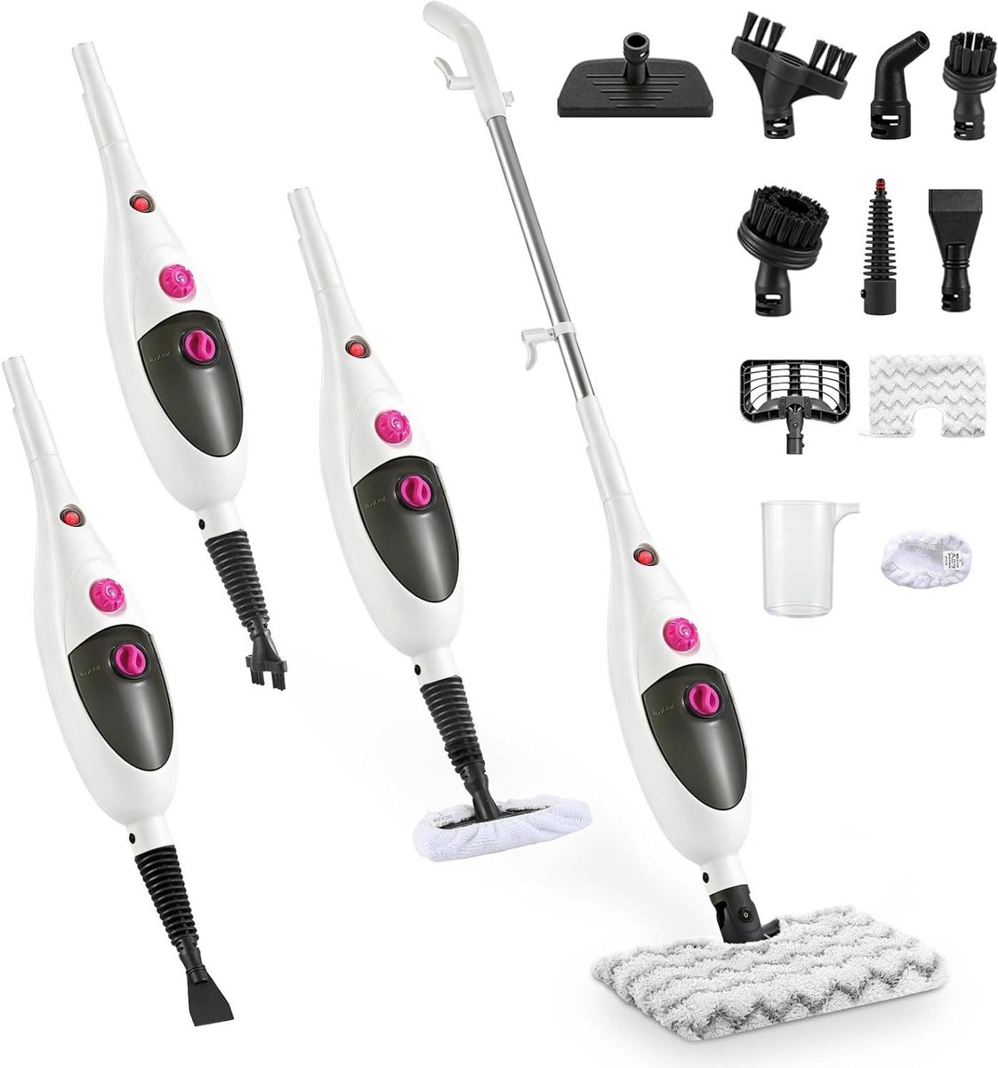 Stoomreiniger 12-in-1 - Afneembare reiniger - Grondige vloerreiniging - Verstelbaar stoomvolume - 400 ml tank - Wit
