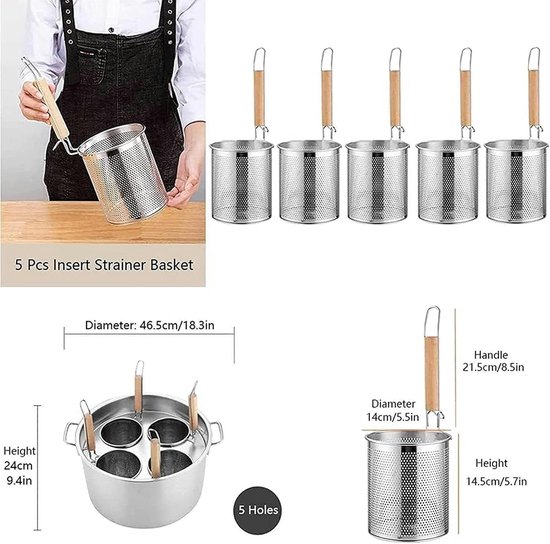 Inzetstukken voor Pastamaker - Pastapan Mand - Zelf Pasta Maken - Roestvrij Staal - 3/4/5 Gaten - Zilver — afbeelding 2