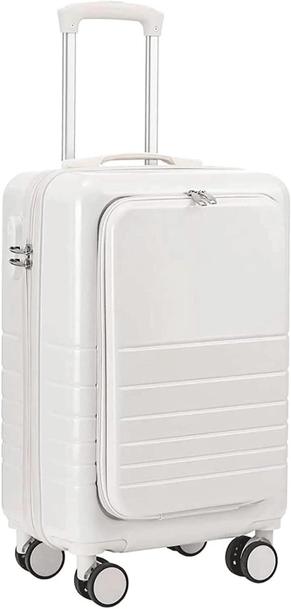 Koffer met Wielen - Handbagage Koffer - Reizen Organiseren - Voorvak Opening - 20 Inch - Grijs