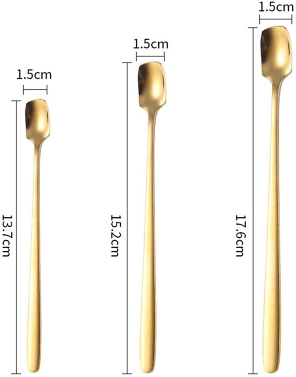 Theelepel Roestvrijstaal - Koffielepel Dessertlepel - Dagelijks Gebruik - Lange Steel - 13 cm - Zilver