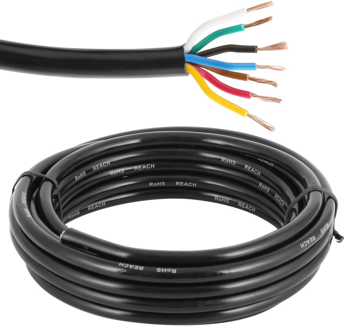 Voertuigkabel 7 x 0,5 mm² - rond - 7-polige kabel - geschikt voor aanhangers - SnelShoppen