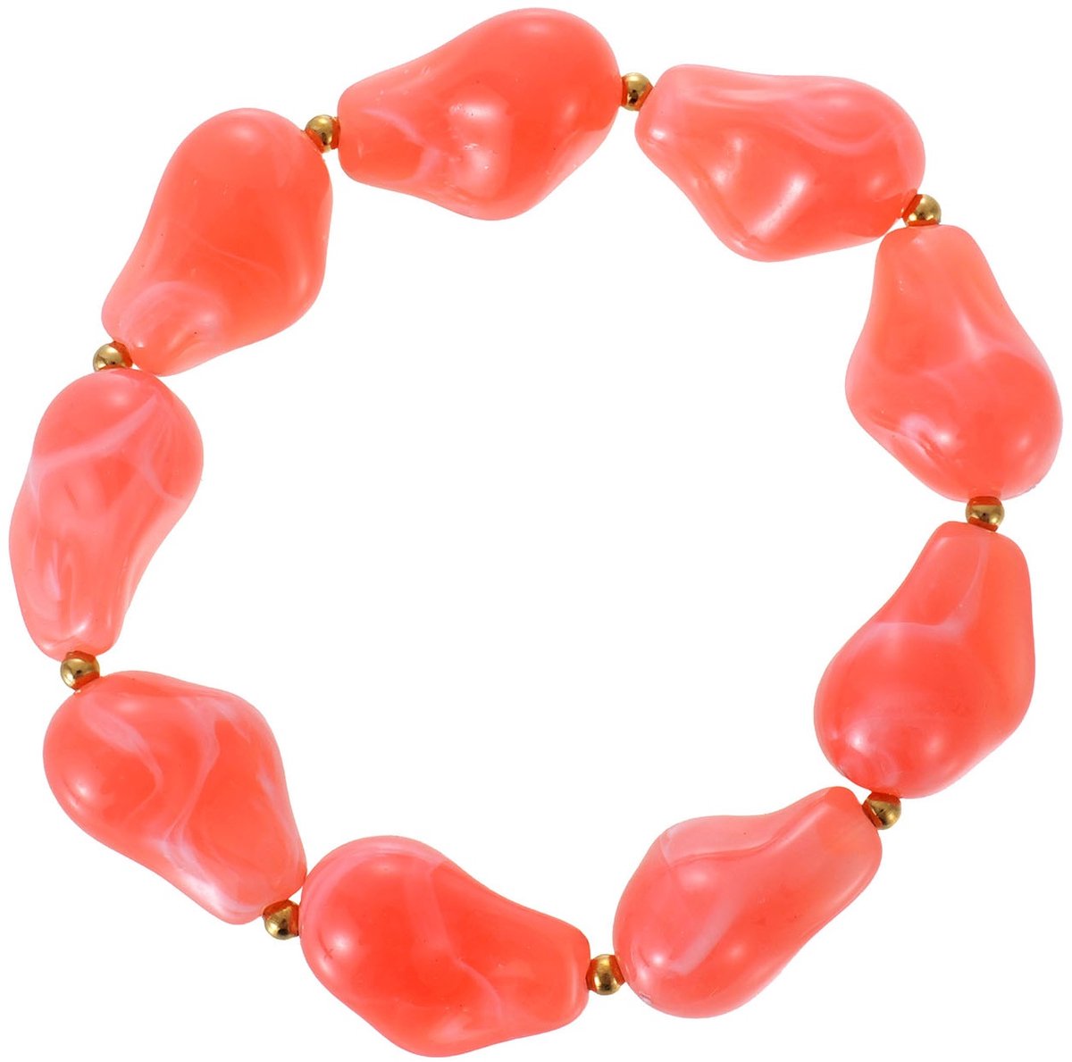 C-C3.2 BN1144-023-5 Steel BraceletAcrylic Beads Elastic Pink