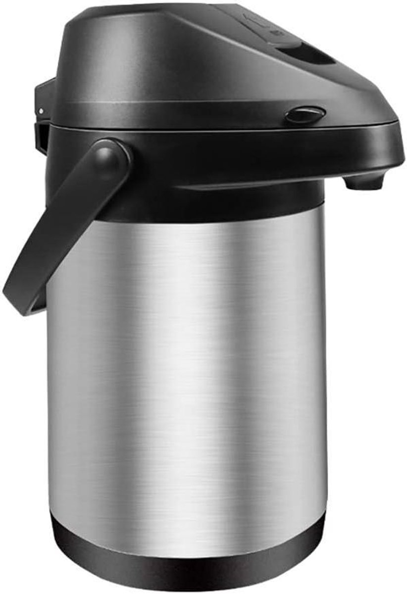 Thermoskan met pomp - Airpot Koffiekan - Dranken warm houden - Dubbelwandige isolatie - 2.5 liter - Zilver