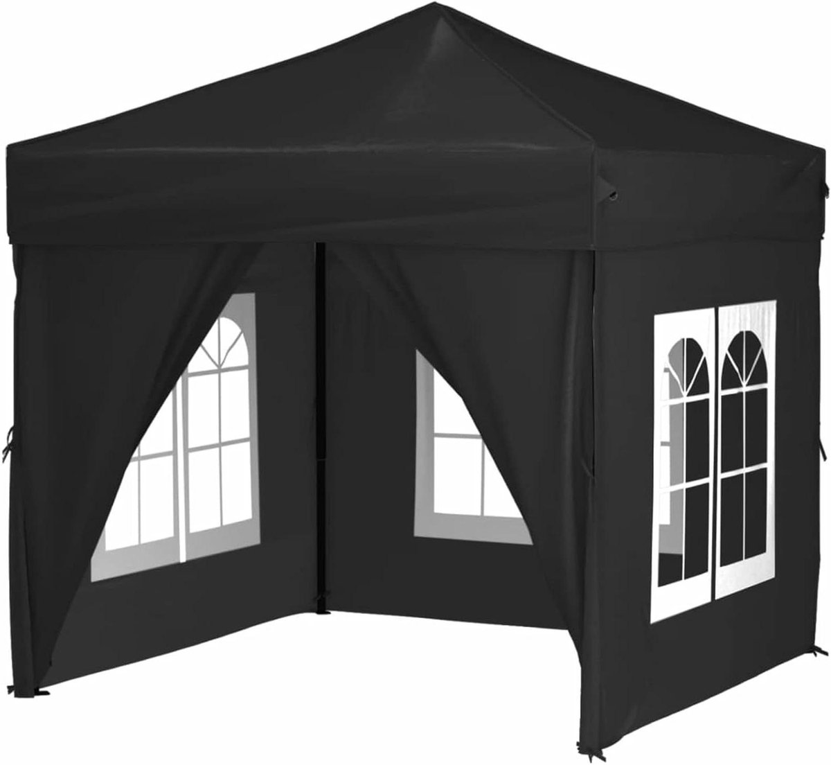 Opvouwbare Partytent - Tuinpaviljoen Feesttent - Feestelijke Gelegenheden - Inclusief Zijwanden - 1975 x 1975 cm - Zwart