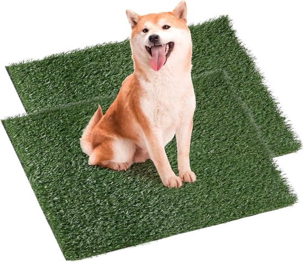 2 Stuks Kunstgras Hondentoilet Puppy Toilet Matten voor Honden, Vervangingsgras 50 x 63 cm, Ideaal voor Binnen en Buiten Gebruik