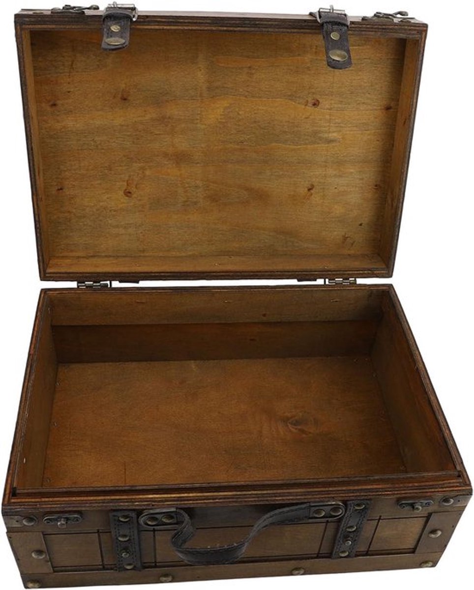 Houten opbergkoffer met veilige elegantie voor bruiloft of housewarming cadeau, retro stijl, rustiek bruin, 36 x 27 x 17 cm