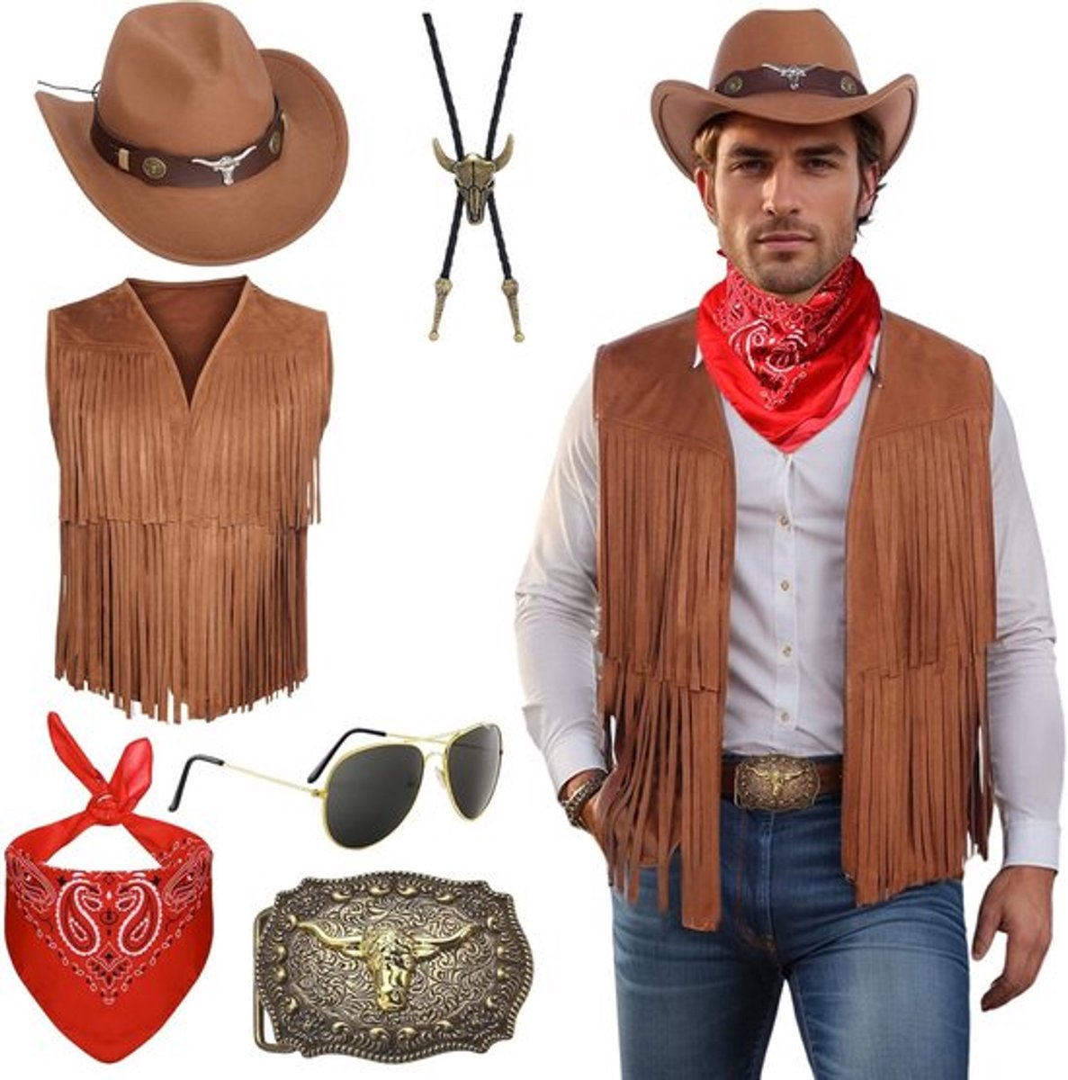 Cowgirl Kostuum voor Vrouwen met Neckerchief en Hoed - Perfect voor Raveparty en Carnaval Cosplay