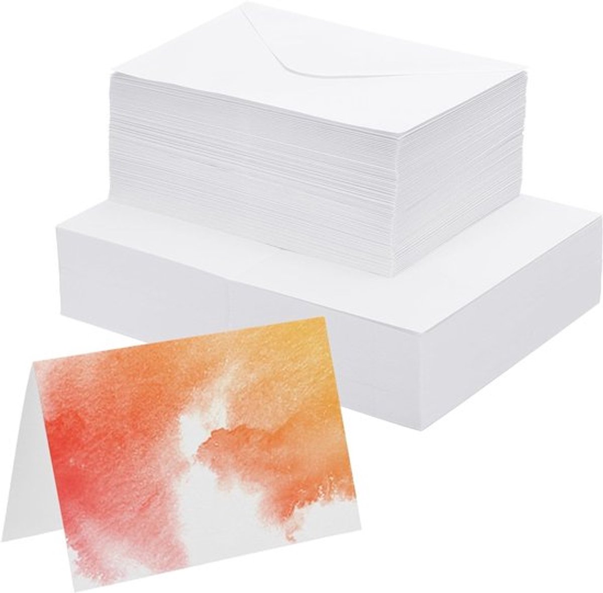 200 stuks katoenen aquarelkaarten 150 lb/300 gsm met enveloppen voor kunstzinnige bedankbriefjes, 10x15 cm vouwbaar formaat