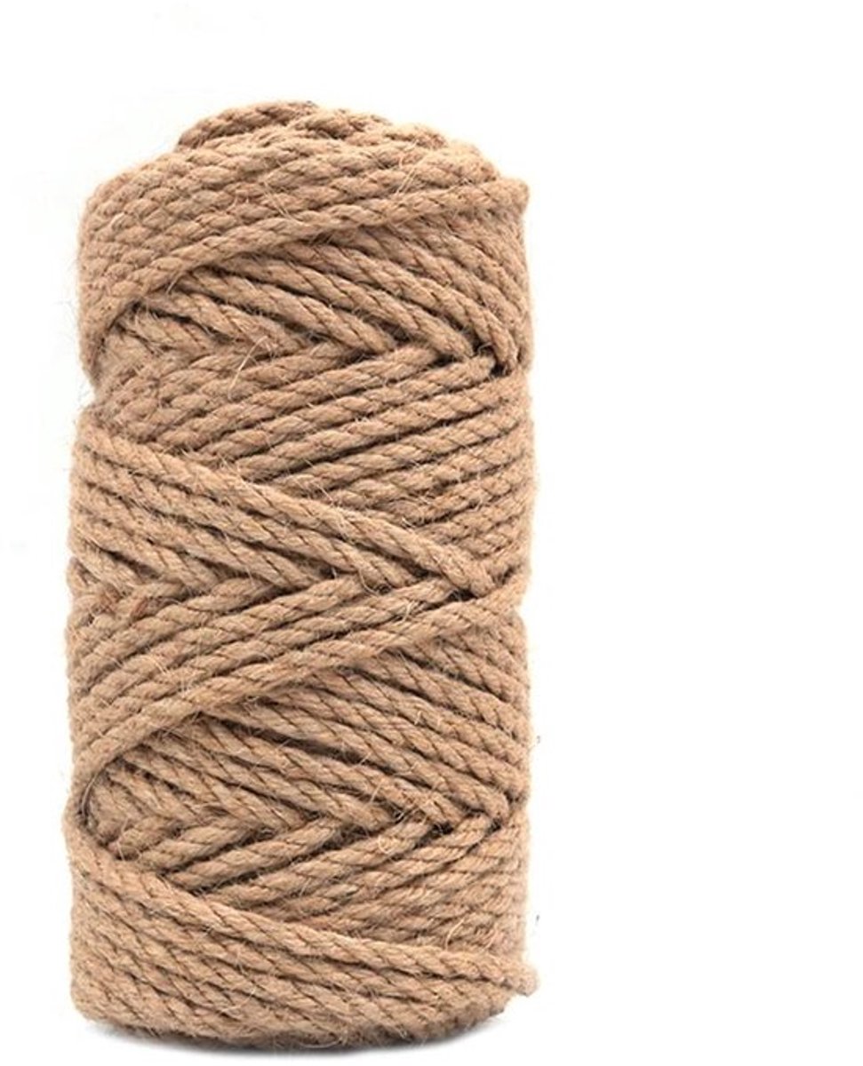 Jute Touw 5mm Dikte - 50 Meter Lange Rol - Sterk Natuurlijk Touw - Biologisch Afbreekbaar - Voor Tuin/Decoratie/Knutselen