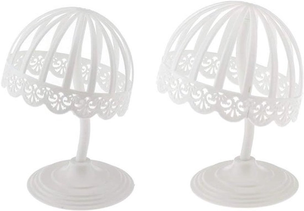 Wighouder voor Kinderen - Set van 2 Stuks - Wit Plastic - Ideaal voor Haarstylings, Kapper en Salon Gebruik - 45 cm Hoog