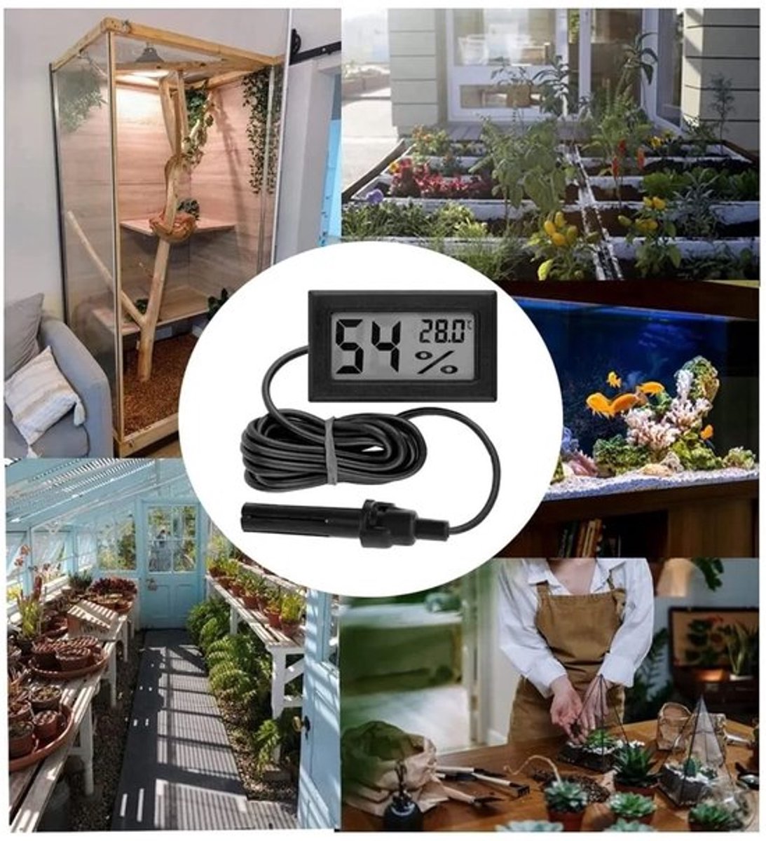Thermometer en hygrometer met nauwkeurige metingen - digitale sonde - vochtigheidscontrole - lichtgewicht - draagbaar - vochtigheidsnauwkeurigheid ± 5% - klimaatmeter