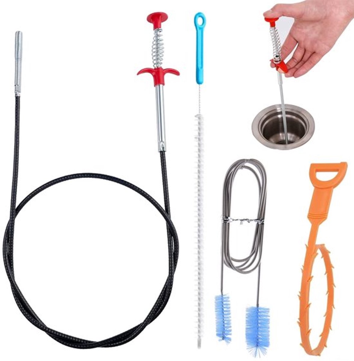 Afvoerontstopper Multifunctioneel - Gootsteenontstopper - Doucheontstopper - Ontstopper Toilet - Ontstopper Pomp - Set van 4 Stuks
