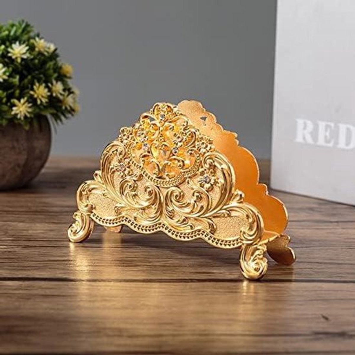 Servethouder voor tafel - metalen servetrek standaard - ambachtelijke decoratie - goud - restaurant en thuisgebruik - geschikt voor alle servetten