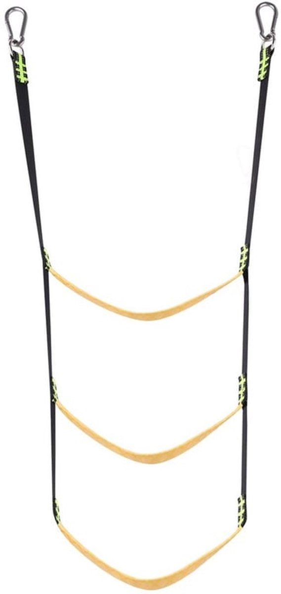Dailygoods- Touwladder 3 Treden - Afneembaar - Nylon/Roestvrij Staal - Geschikt voor Opblaasbare Boot/Kajak - Laadcapaciteit 200 kg - Lengte 80 cm - Bootladder