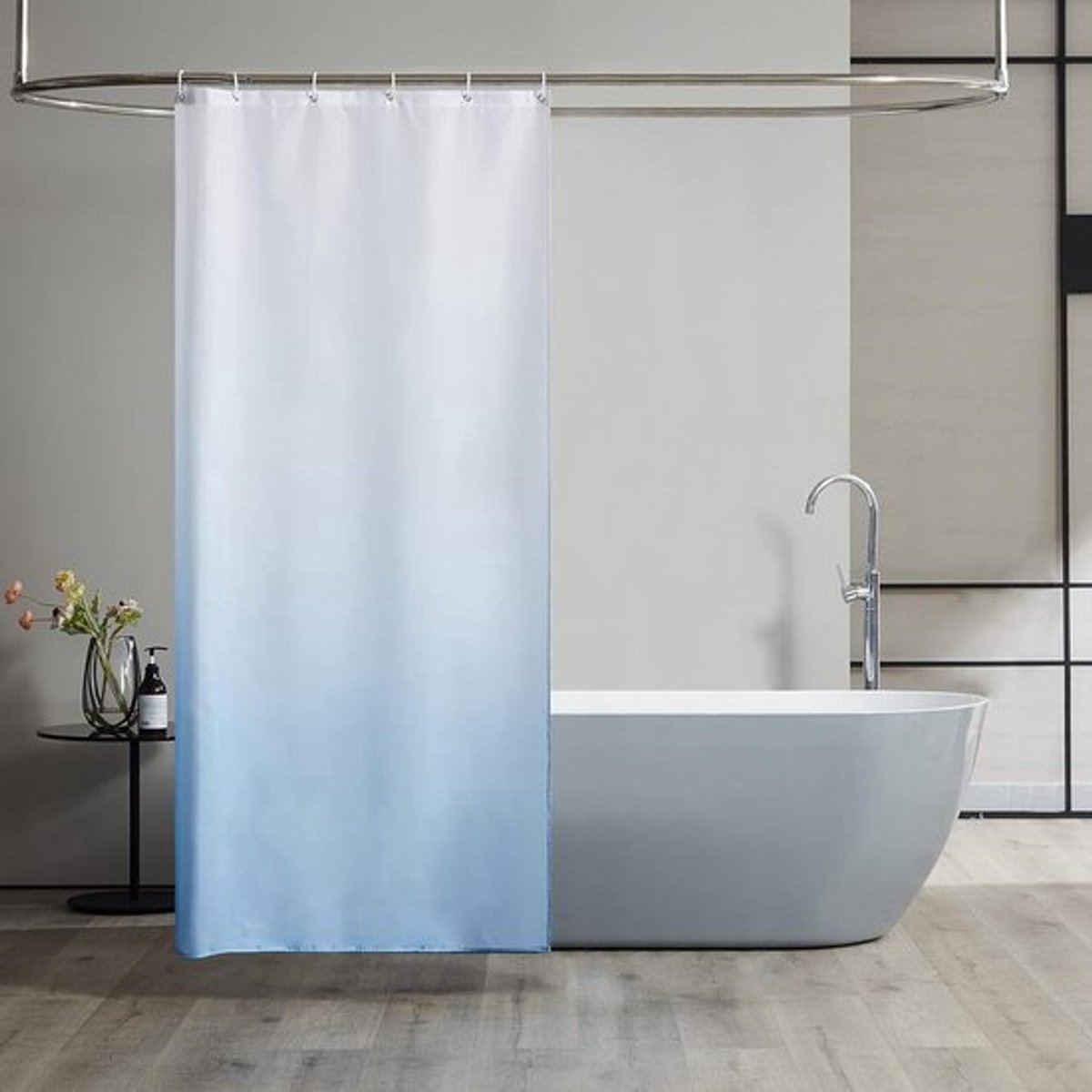 Anti-schimmel waterdicht wasbaar douchegordijn Polyester lichtblauw smal 120x200cm Douchegordijn