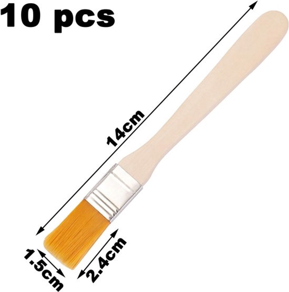 10-delige Kleine Platte Kwastenset voor Lakken en Verf, 14 cm