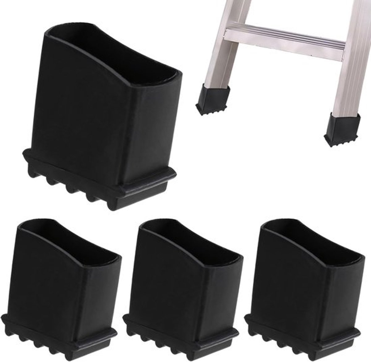 Laddervoeten 4 Stuks - Rubber Antislip Vervangend - Duurzaam - Goede Grip - Slijtvast - Afmetingen 6,3x2,4x3,6 cm - Ladderkappen